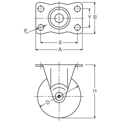 Bản vẽ bánh xe đẩy cố định Bản vẽ bánh xe đẩy cố định